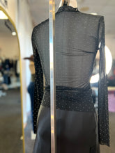 Load image into Gallery viewer, Elisse Black Long Sleeve Shimmery Mesh Top