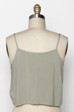 Load image into Gallery viewer, Paulette Spaghetti Strap Front Tie Crop Top in Silver Sage, Black or Tawny Brown