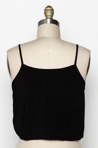 Paulette Spaghetti Strap Front Tie Crop Top in Silver Sage, Black or Tawny Brown