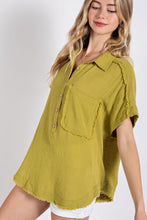 Load image into Gallery viewer, Tianna Kiwi Dolman Sleeve Cut Edge detail Pullover Top