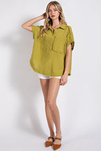 Load image into Gallery viewer, Tianna Kiwi Dolman Sleeve Cut Edge detail Pullover Top