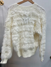 Load image into Gallery viewer, Amari White Buttoned Up Fuzzy Sweater