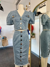 Load image into Gallery viewer, Sasha Light Blue Denim 2 Piece Skirt Set