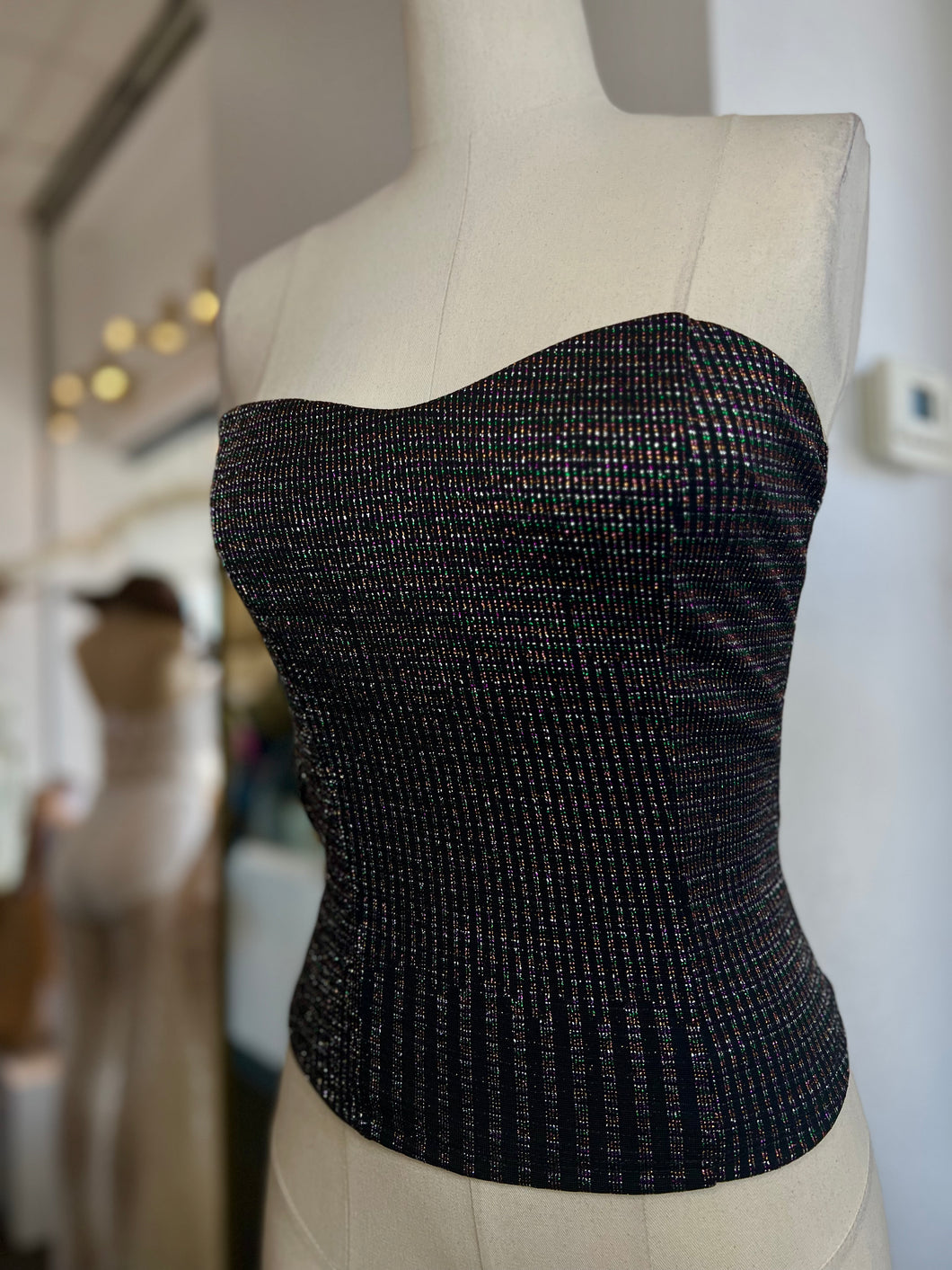 Clearance* Savy Multi Color Shimmer Cropped Tube Top