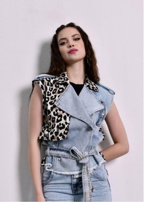 Triny Denim and Leopard Vest