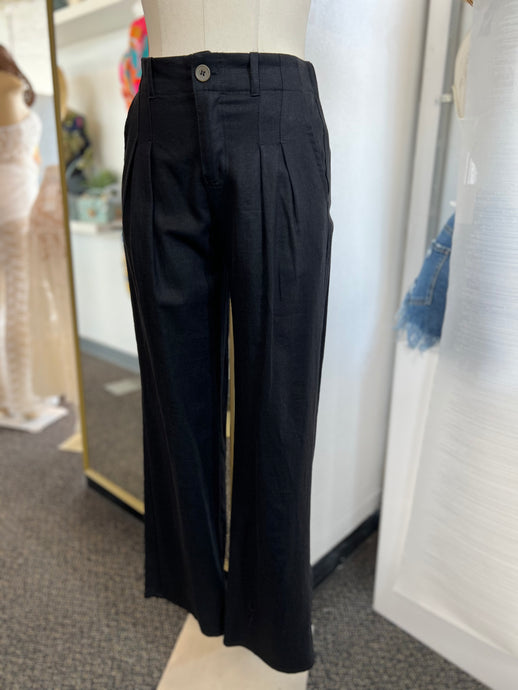 Beverly Black Linen Blend Pants