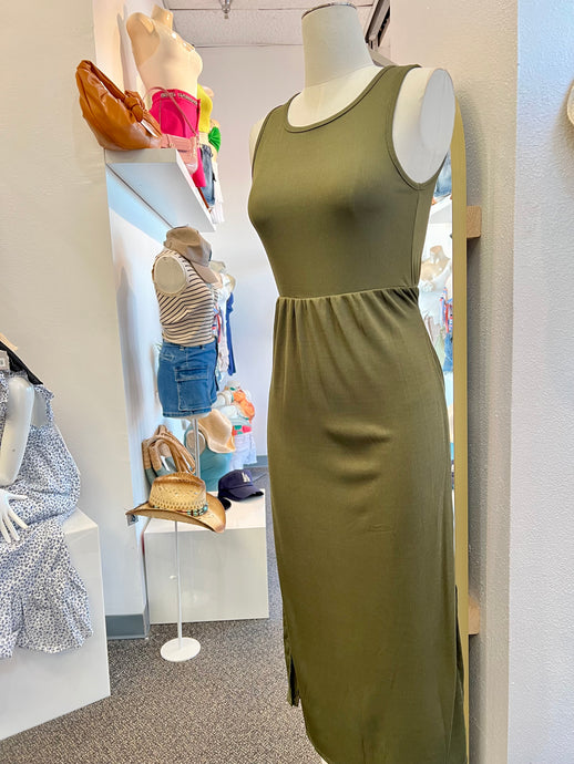 Isabella Green Olive Maxi Dress