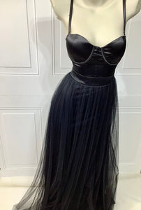 Connie Pink and Black Long Corset Dress