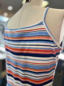 CLEARANCE Mirka Multistrip Front Knot Merrow Hem Sleeveless Top