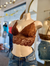 Load image into Gallery viewer, Valentina Brown Floral  Long Laced Bralette