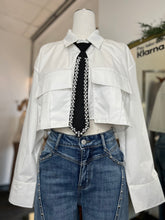 Load image into Gallery viewer, Jassiby Black or White Long Sleeve with Rhinestone Bowtie Top