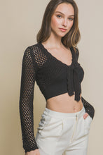 Load image into Gallery viewer, Kim Black Open Knit Long Sleeve Cardigan Top
