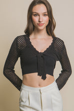 Load image into Gallery viewer, Kim Black Open Knit Long Sleeve Cardigan Top