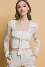 Load image into Gallery viewer, Appolonia Crotchet Long Sleeve Tie Up Cardigan
