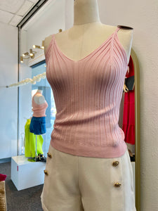 Larissa White or Pink Spaghetti Strap Knit Top