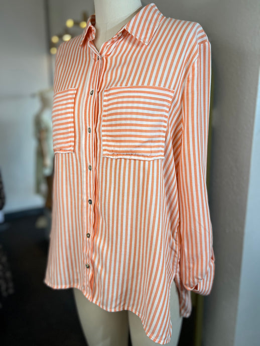 Martina Green Apple or Mandarin Long Sleeve Lined Blouse