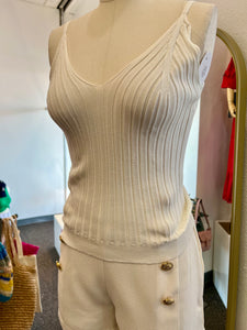 Larissa White or Pink Spaghetti Strap Knit Top