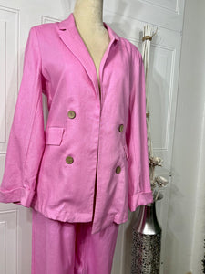 Leanne Natural or Keylime Classic or Pink Slip Pockets Linen Blazer