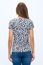 Load image into Gallery viewer, Ozella Shades of Grey Animal Print Cut Out Short Sleeve Top