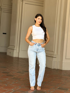 Lianna Light Wash Wide Leg Stretchy Denim