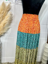 Load image into Gallery viewer, Petra Multicolor Peasant Tiered Floral Flowy Skirt