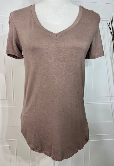 Francis Burgundy, Taupe, Black, or Rust Simple Short Sleeve Tops