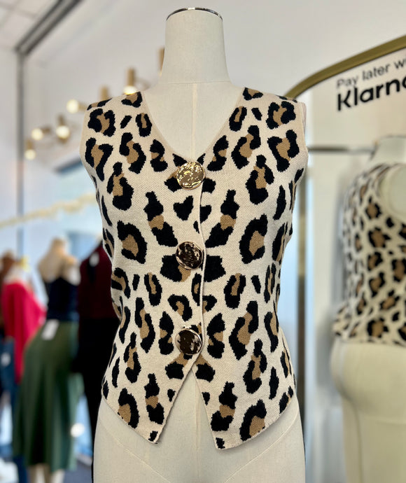 Melanie Animal Print Stretchy Knit Vest
