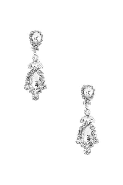 Crystal/Silver Drop Post-Back Fashion Earrings
