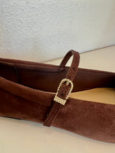 Load image into Gallery viewer, Mary Jane Brown Suede Flats