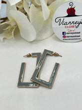 Load image into Gallery viewer, Daphne Double Sided Dangle Geometric Rectangular Earrings