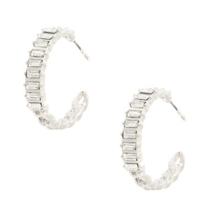 Silver or Gold C Hoop Post Back Earrings