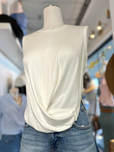 Load image into Gallery viewer, Irie Sleeveless Round Neck Front Twist Top Ivory and Black