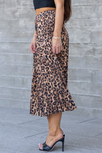 Load image into Gallery viewer, Penelope Brown/Black Midi Satin Animal Print Skirt