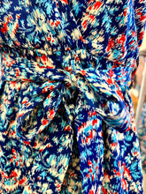 Load image into Gallery viewer, Lilian Navy Floral Short Sleeve Back Tie Midi Dress