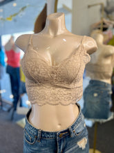 Load image into Gallery viewer, Leslie Black, Grey, and Nude Floral Lace Scalloped Bralette