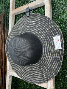 Tina Black/White Embroided Straw Hat