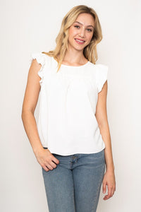 Gina Moss/Gray, Black or White Sleeveless Round Neck Top