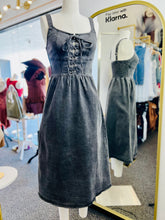 Load image into Gallery viewer, Camilla Corset Stitch Lace Up Stretchy Denim Midi Dress