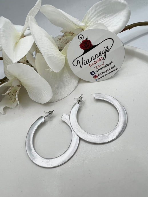 Felicia Flat Silver Post Back Hoops