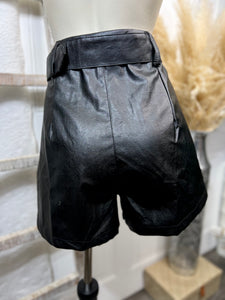 Gianna Black or Caramel Gold Buckle Pu Leather Shorts