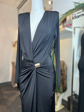 Load image into Gallery viewer, Hailey Black Black Long Sleeve Ruched Maxi Dress