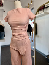 Load image into Gallery viewer, Christine Baby Pink or Black 2 Piece Pant and Asymmetrical Halter Top Set