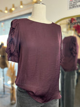 Load image into Gallery viewer, Alejandra Sangria Short Ruffled Sleeve Round Neck Blouse