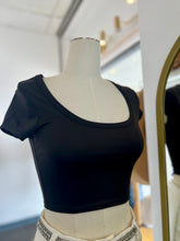 Load image into Gallery viewer, Camille Smoky Pink or Black Short Sleeve Crop Top