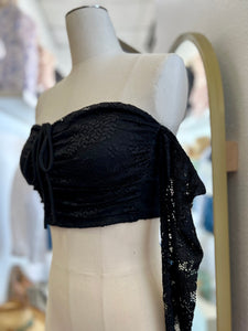 Francesca Black Lace Crop Top Off Shoulders