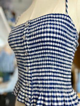 Load image into Gallery viewer, Stacy Navy and Ivory Gingham Spaghetti Strap Top