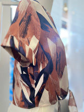 Load image into Gallery viewer, Felicia Button Down Tie Front Leaf Print Short Sleeve Top