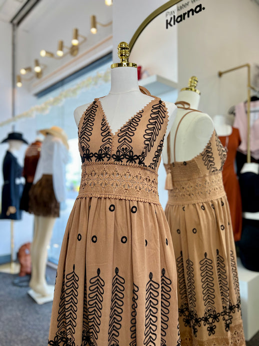 Esperanza Maxi Mustard Dress Open Back