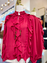 Load image into Gallery viewer, Justine Burgundy Ruffle Long Sleeve Top