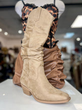 Load image into Gallery viewer, Sophie Black or Sand Suede Western Chunky Boot